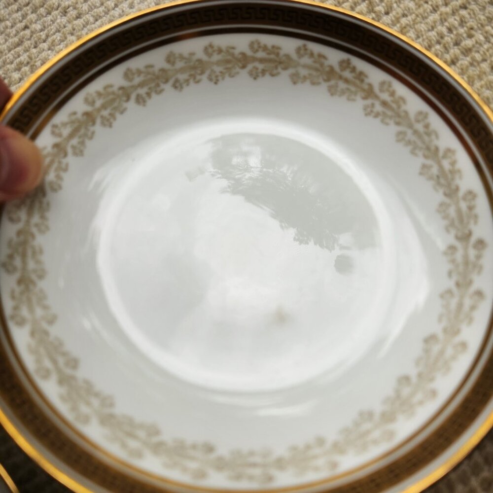 Royal Cauldon H8426 Set of 4 Berry Dessert Bowls Gold Greek Key Flowers 8426 - Picture 3 of 6